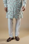 Spring Break_Blue Jacket And Kurta Rayon Print Floral & Set _Online_at_Aza_Fashions