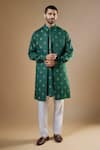 Buy_Spring Break_Green Jacket And Kurta Rayon Print Floral Open & Set _at_Aza_Fashions