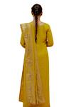 Ranian_Yellow Georgette Embroidered Gota Patti Round Straight Kurta Pant Set _Online