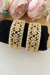 Shop_Namasya_Gold Plated Beads, Diamonds Jaal Kundan Embellished Bangles - Set Of 2 _at_Aza_Fashions