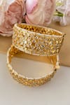 Namasya_Gold Plated Beads, Diamonds Jaal Kundan Embellished Bangles - Set Of 2 _Online_at_Aza_Fashions