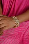 Buy_Namasya_Gold Plated Kundan Geometric Placed Bangles - Set Of 2 _at_Aza_Fashions