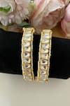 Shop_Namasya_Gold Plated Kundan Geometric Placed Bangles - Set Of 2 _at_Aza_Fashions