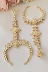 Shop Namasya Gold Plated Beads Kundan Studded Hathphool - Set Of 2 at Aza Fashions Shop_Namasya_Gold Plated Beads Kundan Studded Hathphool - Set Of 2 _at_Aza_Fashions
