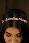 Namasya_Pink Kundan And Stone Embellished Sheeshphool _Online_at_Aza_Fashions