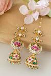 Shop_Namasya_Green Chaand Kundan Embellished Jhumkas _at_Aza_Fashions