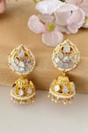 Shop_Namasya_White Mother Of Pearl Jhumkas _at_Aza_Fashions