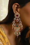 Buy_Namasya_Pink Kundan Stone Embellished Long Chandelier Earrings _at_Aza_Fashions