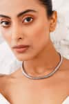 Buy_Kastiya Jewels_Silver Plated Semi Precious Stone Doughnut Natural Hematite Choker Necklace _at_Aza_Fashions