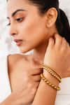 Buy_Kastiya Jewels_Gold Plated Semi Precious Stone Stack Bracelet Embellished With Natural Hematite _at_Aza_Fashions