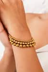 Kastiya Jewels_Gold Plated Semi Precious Stone Stack Bracelet Embellished With Natural Hematite _at_Aza_Fashions