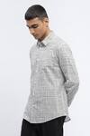 Buy_Abraham & Thakore_Ivory Pure Cotton Print Abstract Checks Shirt _Online_at_Aza_Fashions