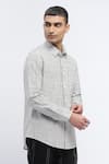 Shop_Abraham & Thakore_Ivory Pure Cotton Print Abstract Checks Shirt _Online_at_Aza_Fashions