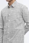 Abraham & Thakore_Ivory Pure Cotton Print Abstract Checks Shirt _at_Aza_Fashions