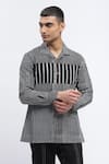 Abraham & Thakore_Black Pure Cotton Print Stripe Shirt _Online_at_Aza_Fashions