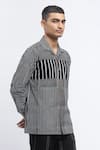 Shop_Abraham & Thakore_Black Pure Cotton Print Stripe Shirt _Online_at_Aza_Fashions