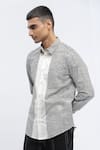 Buy_Abraham & Thakore_Ivory Pure Cotton Print Stripe Panel Shirt _Online_at_Aza_Fashions