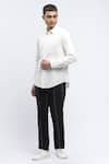 Buy_Abraham & Thakore_Ivory Pure Cotton Textured Yoke Shirt _at_Aza_Fashions