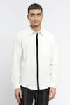 Abraham & Thakore_Ivory Pure Cotton Textured Shirt _Online_at_Aza_Fashions