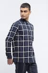 Shop_Abraham & Thakore_Blue Pure Cotton Print Checks Shirt _Online_at_Aza_Fashions