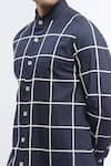 Abraham & Thakore_Blue Pure Cotton Print Checks Shirt _at_Aza_Fashions