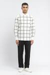 Buy_Abraham & Thakore_Ivory Pure Cotton Print Checks Classic Shirt _at_Aza_Fashions