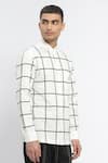 Shop_Abraham & Thakore_Ivory Pure Cotton Print Checks Classic Shirt _Online_at_Aza_Fashions