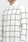 Abraham & Thakore_Ivory Pure Cotton Print Checks Classic Shirt _at_Aza_Fashions