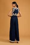 Shop_Baidehi_Blue Bamboo, Silk Sequins, Cut Floral Garden Embroidered Jumpsuit With Dupatta _at_Aza_Fashions
