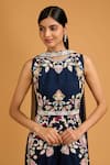 Baidehi_Blue Bamboo, Silk Sequins, Cut Floral Garden Embroidered Jumpsuit With Dupatta _Online_at_Aza_Fashions