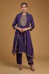Buy_BAIDEHI_Purple Silk, Cotton, Sequins, Embroidered Yoke Kurta Pant Set _at_Aza_Fashions