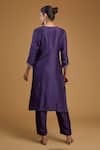Shop_BAIDEHI_Purple Silk, Cotton, Sequins, Embroidered Yoke Kurta Pant Set _at_Aza_Fashions