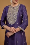 Buy_BAIDEHI_Purple Silk, Cotton, Sequins, Embroidered Yoke Kurta Pant Set _Online_at_Aza_Fashions