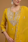 Buy_Baidehi_Yellow Bamboo, Cotton, Silk, Organza Beads, Sequins, Yoke Kurta With Sharara Set _Online_at_Aza_Fashions