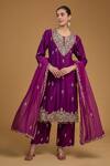 Buy Baidehi Purple Bamboo, Organza Crystals, Beads, Embroidery, Flora Zari Kurta Pant Set at Aza Fashions Buy_Baidehi_Purple Bamboo, Organza Crystals, Beads, Embroidery, Flora Zari Kurta Pant Set _at_Aza_Fashions