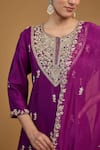 Buy Baidehi Purple Bamboo, Organza Crystals, Beads, Embroidery, Flora Zari Kurta Pant Set Online at Aza Fashions Buy_Baidehi_Purple Bamboo, Organza Crystals, Beads, Embroidery, Flora Zari Kurta Pant Set _Online_at_Aza_Fashions
