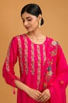 Buy_BAIDEHI_Pink Kurta And Pant Bamber Silk Embroidery Floral Round Cutdana & Set _Online_at_Aza_Fashions