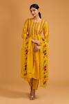 Buy_BAIDEHI_Yellow Silk, Organza, Bamboo Embroidery Round Neck Cutdana Kurta And Dupatta Set _at_Aza_Fashions