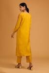 Shop_BAIDEHI_Yellow Silk, Organza, Bamboo Embroidery Round Neck Cutdana Kurta And Dupatta Set _at_Aza_Fashions