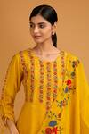 BAIDEHI_Yellow Silk, Organza, Bamboo Embroidery Round Neck Cutdana Kurta And Dupatta Set _at_Aza_Fashions