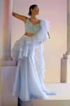 Buy_SHASHANK ARYA_Blue Organza Embellished Swarovski Concept Draped Lehenga Saree With Blouse _Online_at_Aza_Fashions