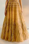 Shop_SHASHANK ARYA_Gold Tulle Embroidery Pearl Sweetheart Neck Sequin Gown _Online_at_Aza_Fashions