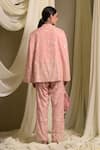 Shop_Tasuvure Indes_Pink Georgette Embroidered Gara Collared Reyna Cape Jacket With Pant _at_Aza_Fashions