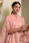 Buy_Tasuvure Indes_Pink Georgette Embroidered Gara Collared Reyna Cape Jacket With Pant _Online_at_Aza_Fashions