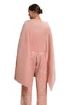 Shop_Tasuvure Indes_Pink Pleated Silk Embroidered Gara Square Reyna Cape Top With Pant 