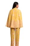 Buy_Tasuvure Indes_Yellow Georgette Embroidered Gara Collared Reyna Floral Cape Jacket With Pant 