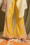 Buy_Tasuvure Indes_Yellow Pleated Silk Embroidered Gara V Neck Reyna Asymmetric Cape Top With Pant _Online_at_Aza_Fashions