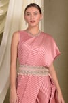 Tasuvure Indes_Pink Pleated Polyester Round Accordion Saree Gown _Online_at_Aza_Fashions