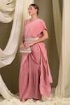 Buy_Tasuvure Indes_Pink Pleated Polyester Round Accordion Saree Gown _Online_at_Aza_Fashions