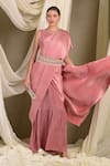 Shop_Tasuvure Indes_Pink Pleated Polyester Round Accordion Saree Gown _Online_at_Aza_Fashions